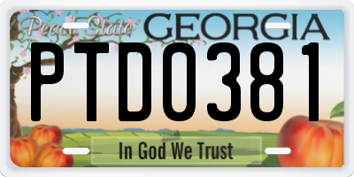 GA license plate PTD0381