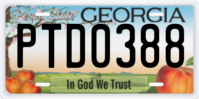 GA license plate PTD0388