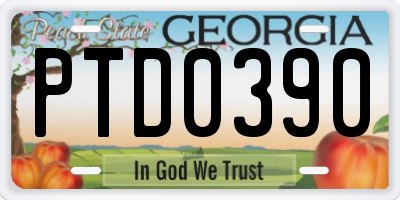 GA license plate PTD0390