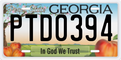 GA license plate PTD0394