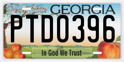 GA license plate PTD0396
