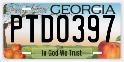 GA license plate PTD0397