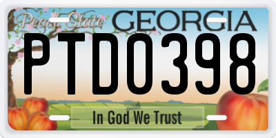 GA license plate PTD0398