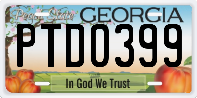 GA license plate PTD0399