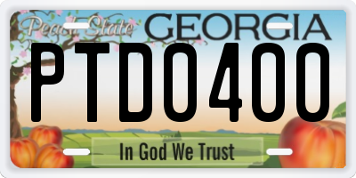 GA license plate PTD0400
