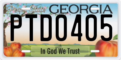 GA license plate PTD0405