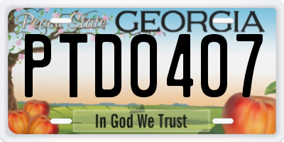 GA license plate PTD0407