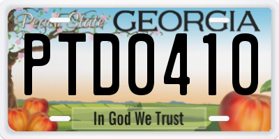 GA license plate PTD0410