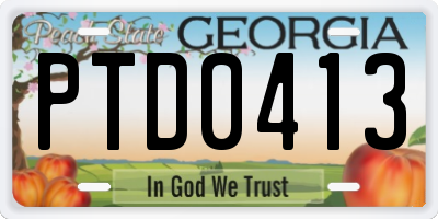 GA license plate PTD0413