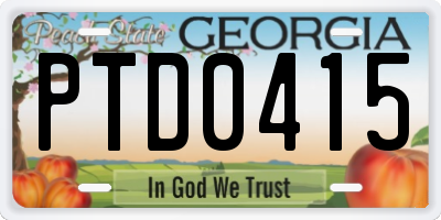 GA license plate PTD0415