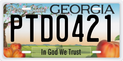 GA license plate PTD0421