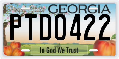 GA license plate PTD0422