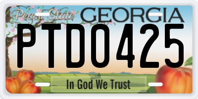 GA license plate PTD0425