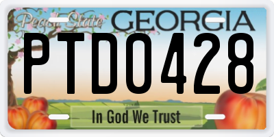 GA license plate PTD0428