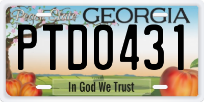 GA license plate PTD0431