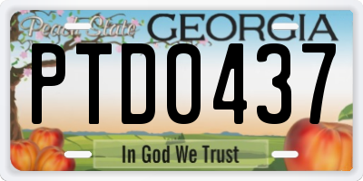 GA license plate PTD0437