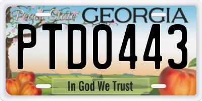 GA license plate PTD0443