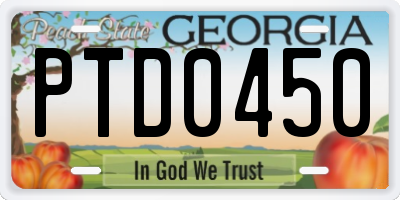 GA license plate PTD0450