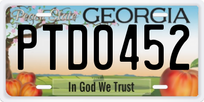 GA license plate PTD0452