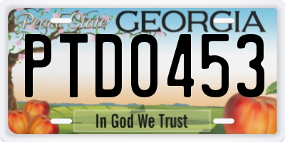 GA license plate PTD0453