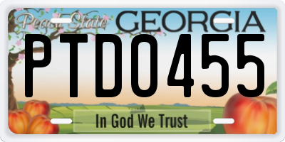 GA license plate PTD0455