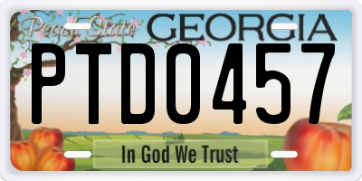 GA license plate PTD0457