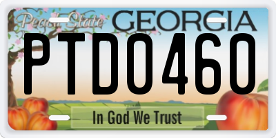 GA license plate PTD0460