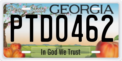 GA license plate PTD0462