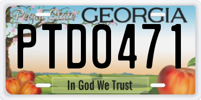 GA license plate PTD0471