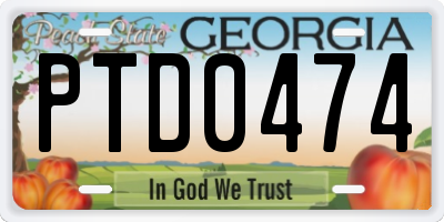 GA license plate PTD0474