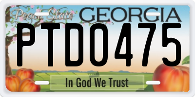 GA license plate PTD0475