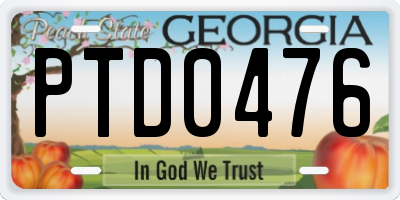 GA license plate PTD0476