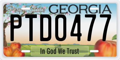 GA license plate PTD0477