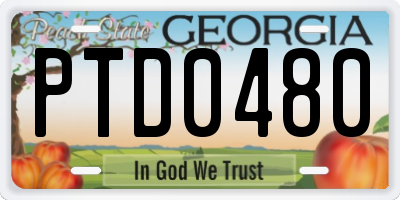 GA license plate PTD0480