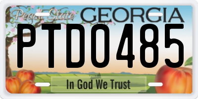 GA license plate PTD0485