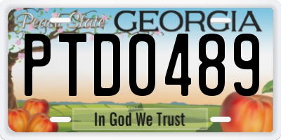 GA license plate PTD0489