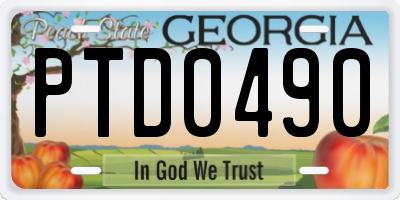 GA license plate PTD0490