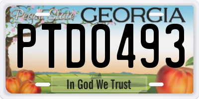 GA license plate PTD0493