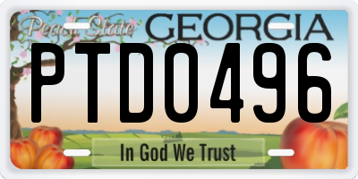 GA license plate PTD0496