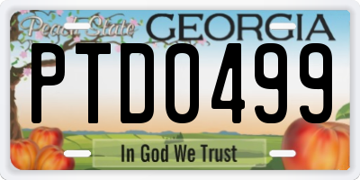 GA license plate PTD0499