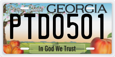GA license plate PTD0501