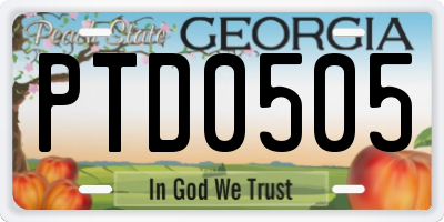 GA license plate PTD0505