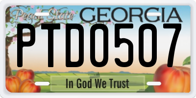 GA license plate PTD0507