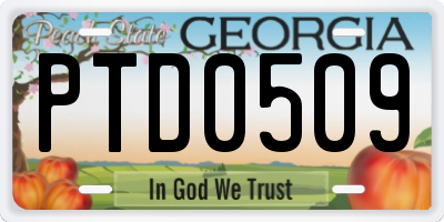 GA license plate PTD0509