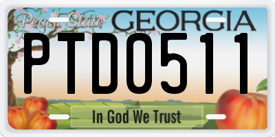 GA license plate PTD0511