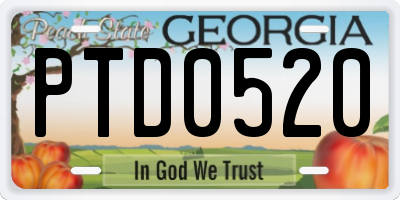 GA license plate PTD0520