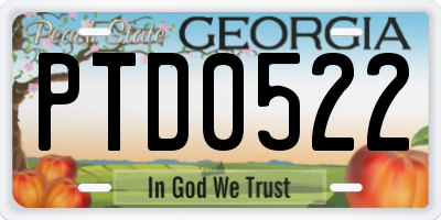 GA license plate PTD0522