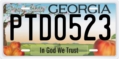GA license plate PTD0523