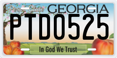 GA license plate PTD0525