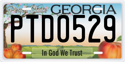 GA license plate PTD0529